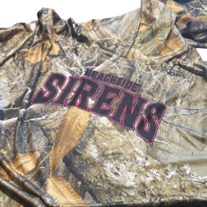 Beachside Sirens Realtree camouflage hoodie with black and pink chest lettering